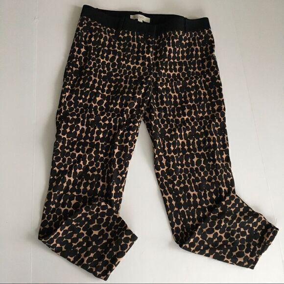 LOFT Ann Taylor Ankle Pants Printed Womens Size 6 Black Brown - Picture 1 of 7